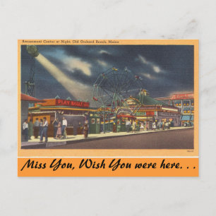 Maine, Amusements, Old Orchard Beach, Nattvy Vykort