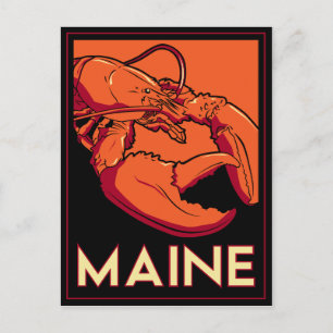 Maine Art Deco Travel Poster Vykort