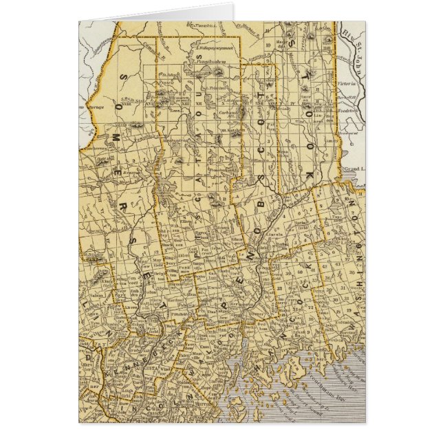 Maine Atlas Karta Hälsningskort (Framsidan)