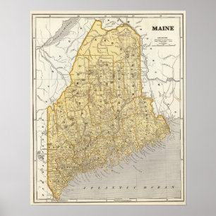 Maine Atlas Karta Poster