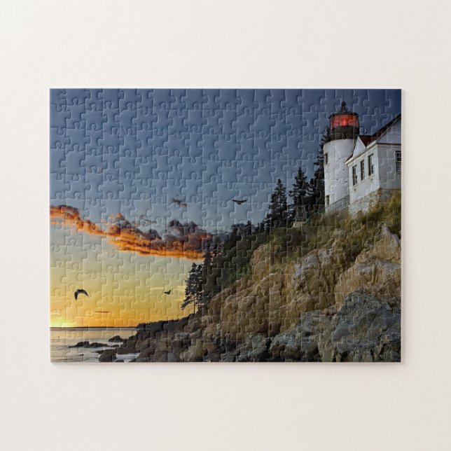 Maine Bass Harbour Lighthouse Photo Pussel (Horisontell)