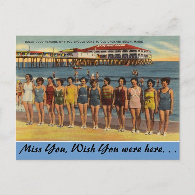 Maine, Bathing Beauties, Old Orchard Beach Vykort (Framsida)