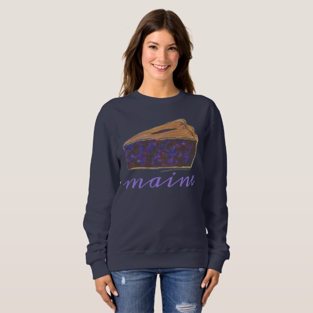 Maine Blueberry Paj Slice Biet Baking Foodie Blue Tee Shirt (Hel framsida)