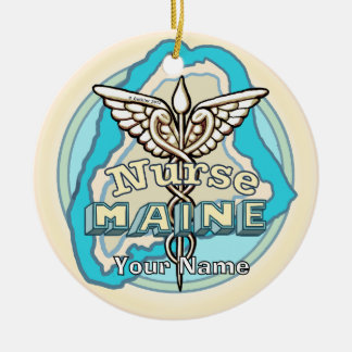Maine Caduceus Sjuksköterska Julgransprydnad Keramik