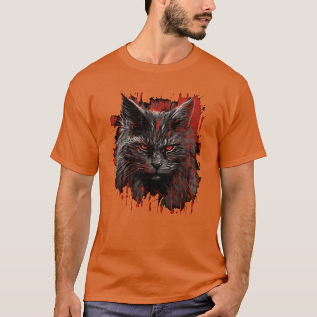Maine Cat skräckpresent T Shirt (Framsida)