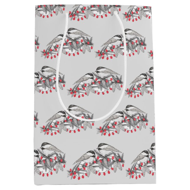 Maine Chickadee Bird Winter jul Helgdag Snö (Framsidan)