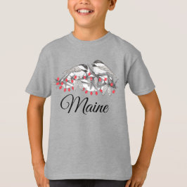 Maine Chickadee Bird Winter jul Helgdag Snö T Shirt