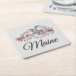 Maine Chickadee Bird Winter jul Helgdag Snö Underlägg Papper Kvadrat