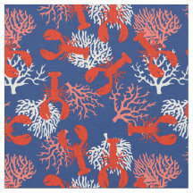 Maine Coastal Lobsters Rött vitt blått Patterned