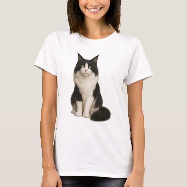 Maine Coon black and white T-shirt (Framsida)