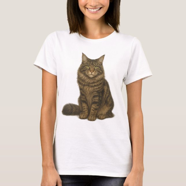 Maine Coon Brown Blotched Tabby T-Shirt (Framsida)