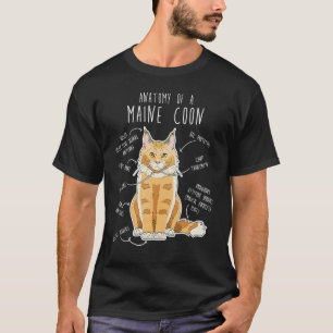 Maine Coon Cat Anatomy Cute Pet Cat Mamma Cat Papp T Shirt