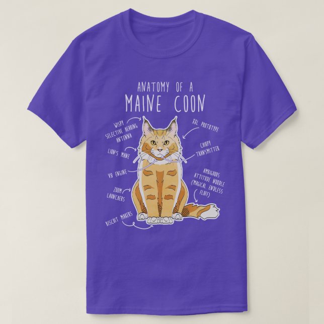 Maine Coon Cat Anatomy TShirt 2 T Shirt (Design framsida)
