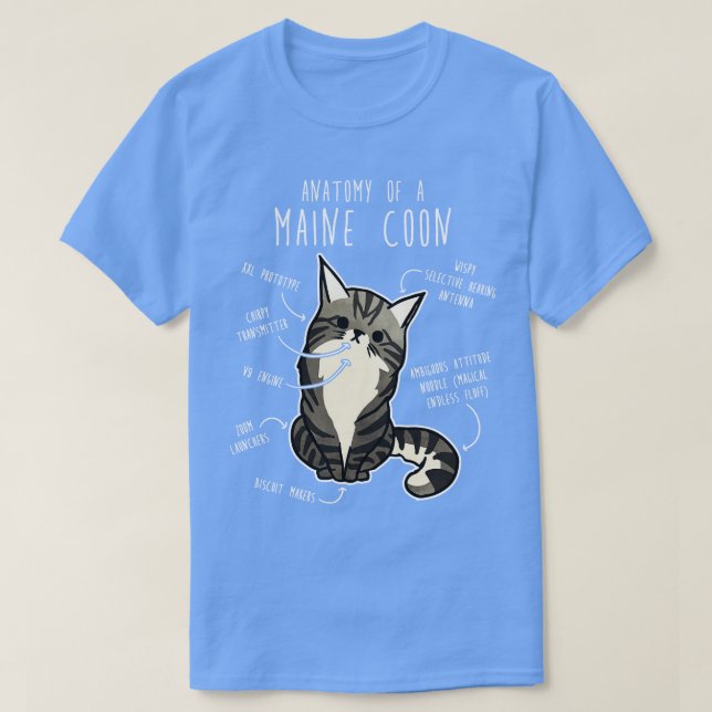 Maine Coon Cat Anatomy TShirt T Shirt (Design framsida)