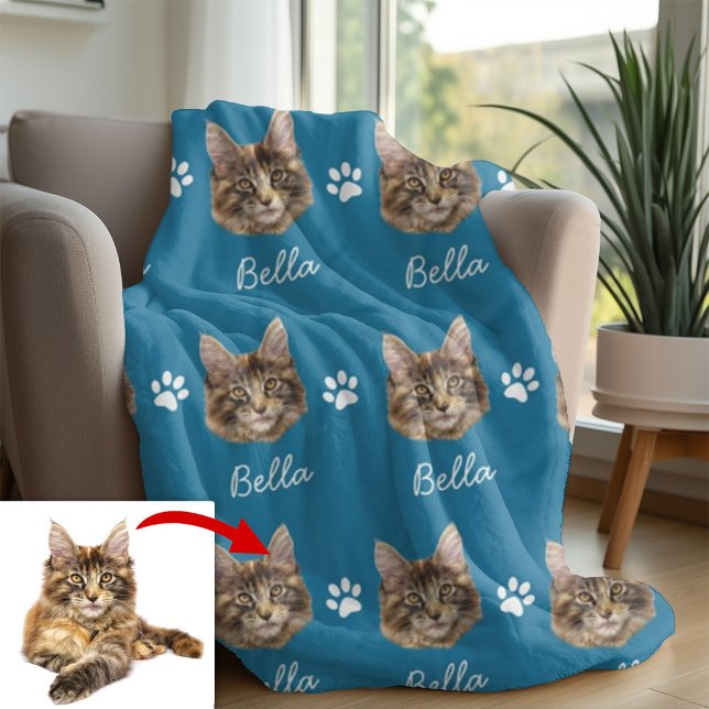 Maine Coon Cat, Anpassningsbar Pet blue Fleecefilt (Skapare uppladdad)