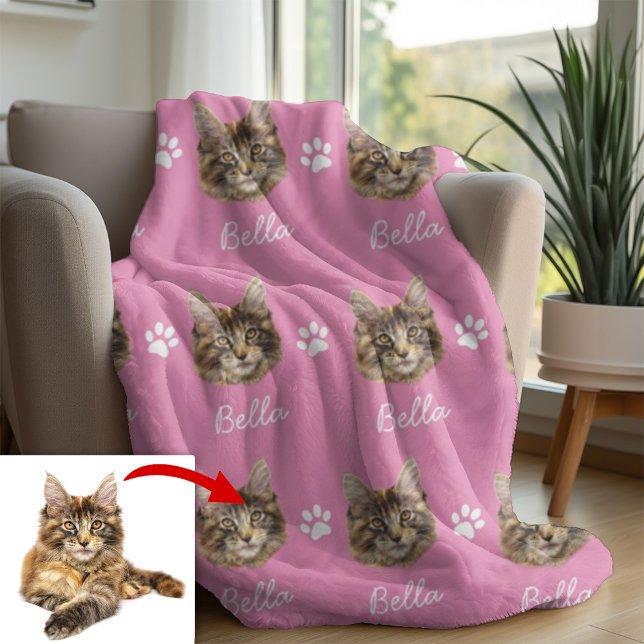 Maine Coon Cat, Anpassningsbar Pet Rosa Fleecefilt (Skapare uppladdad)