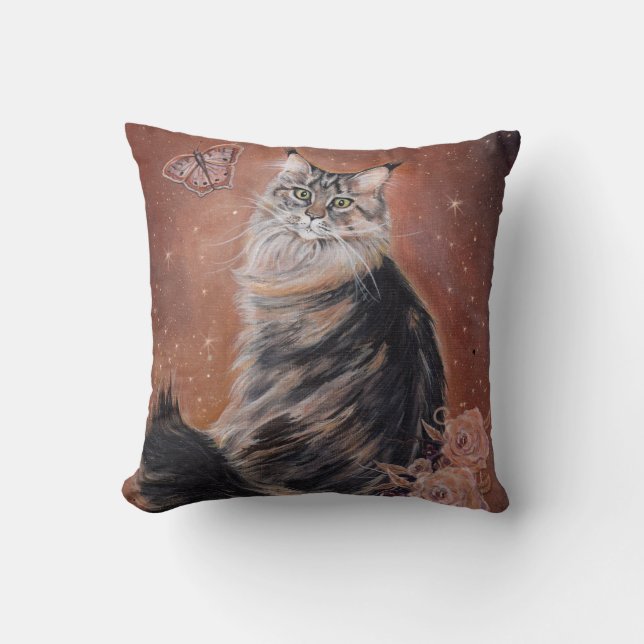 Maine coon cat art av Renee Lavoie Kudde (Framsida)