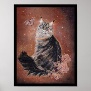 Maine coon cat art av Renee Lavoie Poster