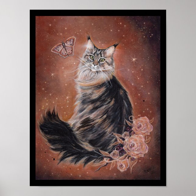 Maine coon cat art av Renee Lavoie Poster (Framsidan)