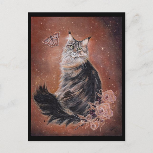 Maine coon cat art av Renee Lavoie Vykort (Framsida)