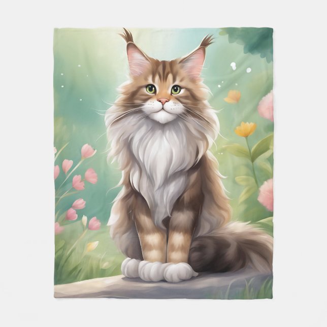 Maine Coon Cat Art Fleecefilt (Framsidan)