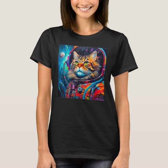 Maine Coon Cat Astronaut T Shirt (Framsida)