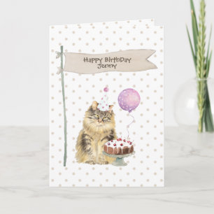 Maine Coon Cat Birthday Polka dots Helgkort