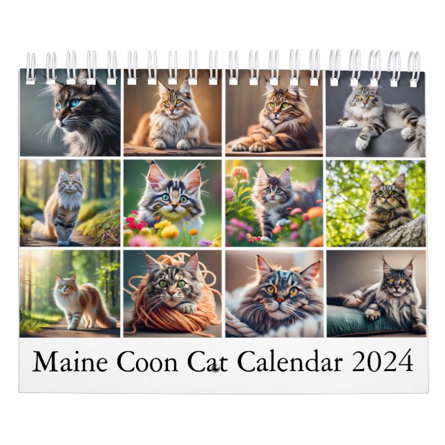 Maine Coon Cat Calendar Digital AI Paint Kalender (Omslag)