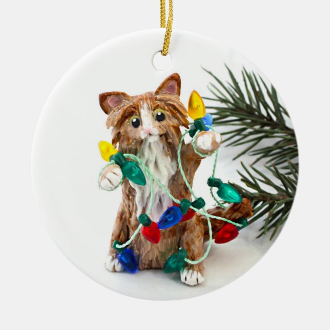 Maine Coon Cat Ceramic Ornament (Framsidan)