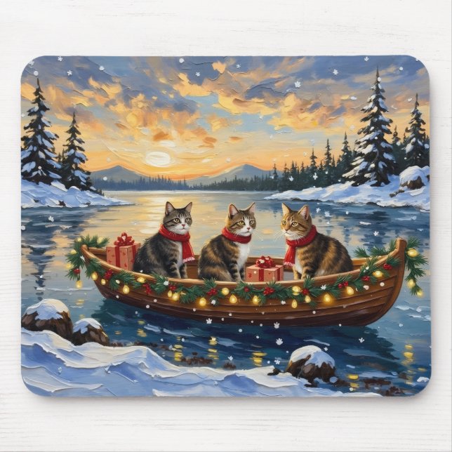 Maine Coon Cat Christmas Boat Holiday Musmatta (Framsidan)