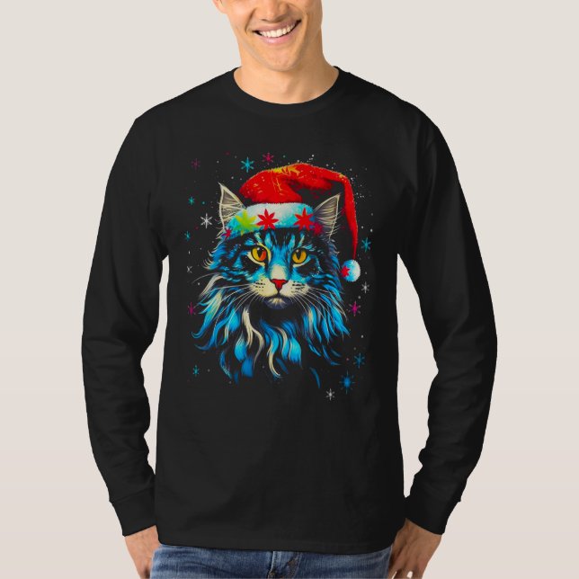 Maine Coon Cat Christmas T Shirt (Framsida)