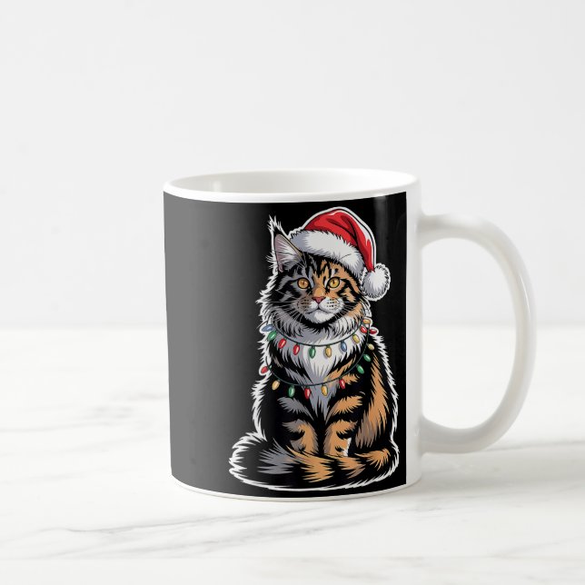 Maine Coon Cat Christmas Xmas Kitten Kitty Lover M Kaffemugg (Höger)