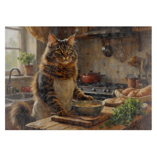 Maine Coon Cat Cooking in Kitchen (Framsidan)