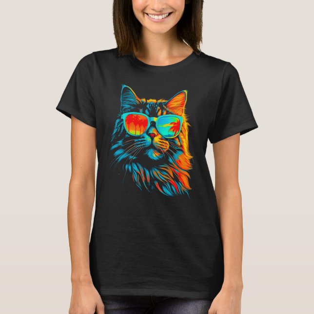 Maine Coon Cat Cool Summer T Shirt (Framsida)