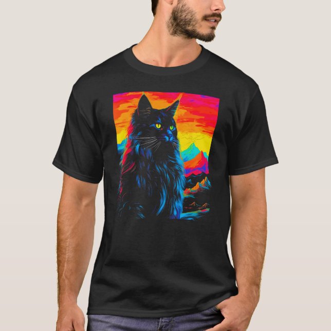 Maine Coon Cat Design T Shirt (Framsida)