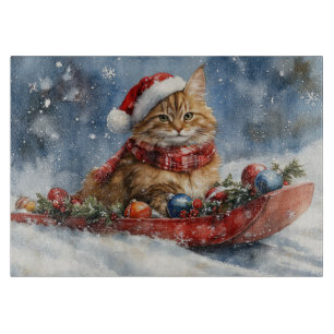 Maine Coon Cat i Sledge Låt det snöa jul