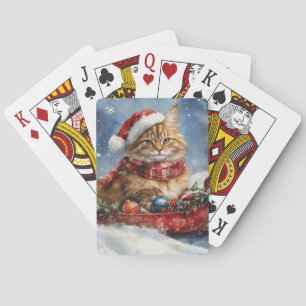 Maine Coon Cat i Sledge Låt det snöa jul Casinokort