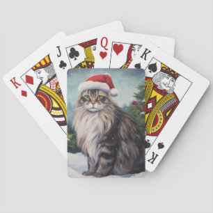 Maine Coon Cat i Snö-julen Casinokort