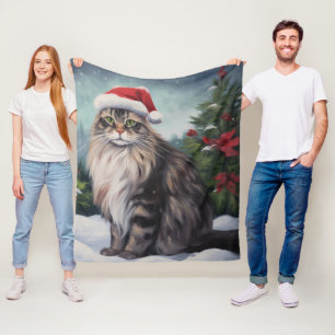 Maine Coon Cat i Snö-julen Fleecefilt
