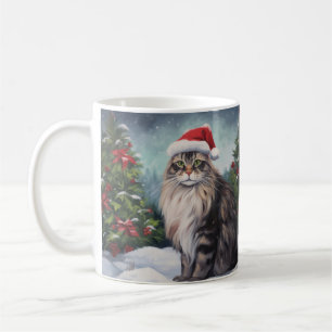 Maine Coon Cat i Snö-julen Kaffemugg