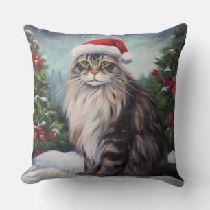 Maine Coon Cat i Snö-julen Kudde