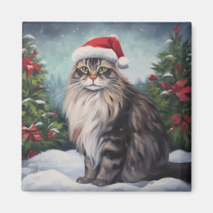 Maine Coon Cat i Snö-julen Magnet