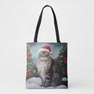 Maine Coon Cat i Snö-julen Tygkasse