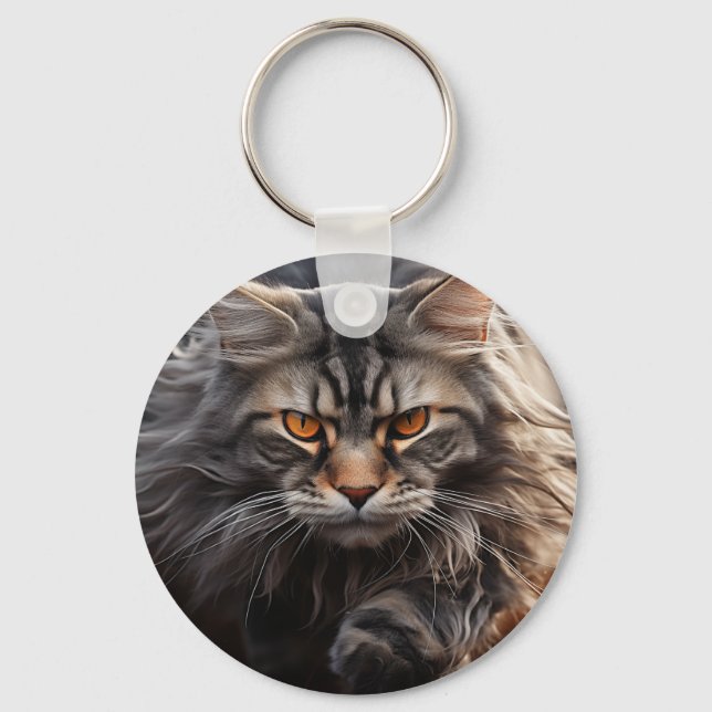 Maine Coon Cat-jakt Nyckelring (Framsida)