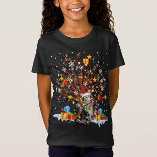 Maine Coon Cat Julgran Ljus Ornament Deco T Shirt