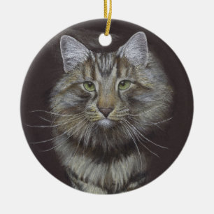 Maine Coon Cat Julgransprydnad Keramik