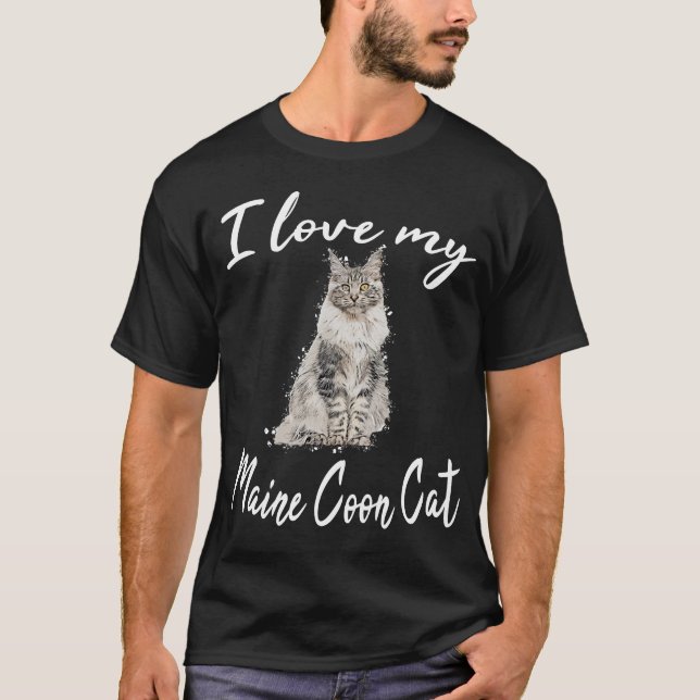 Maine Coon Cat Katt Katt Maine Coon cat motif T Shirt (Framsida)
