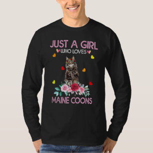 Maine Coon Cat Lover Bara en flicka som Kärlek Mai T Shirt