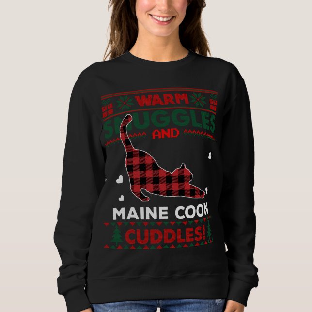 Maine Coon Cat Lover Cute Cat Julafton God jul T Shirt (Framsida)