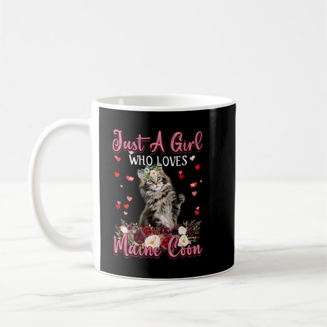 Maine Coon Cat Lover Gift bara en flicka som Kärle Kaffemugg (Vänster)